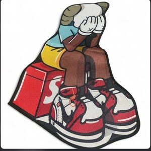 Supreme Kaws Figure Shaped Soft Rug, Sneakerhead, Street Art Carpet, 2.3x4ft